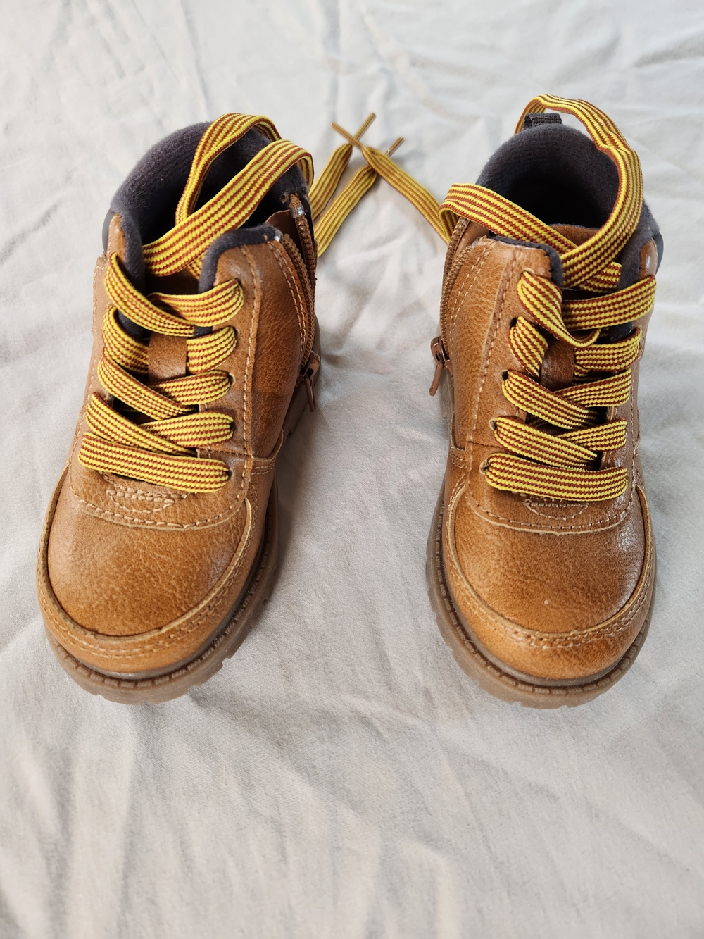Carter's Brown Ankle Boots Unisex Kids Size 6 Lace-Up Zip Fall Winter Outdoor
